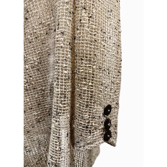 Karen Hart Open Knit‎ New England Cardigan Taupe Fisherman Boho Fall Layering Lg - Picture 3 of 6